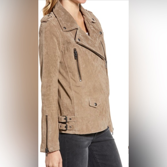BLANKNYC long suede motorcycle jacket. Sz. M. Herb color. Shell 100% leather. - Picture 10 of 16